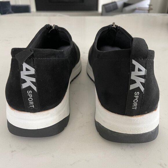 Anne Klein AK Sport Slip On w Zip Up Closure Fabric Sneakers Black & White Sz 10 - Picture 5 of 11
